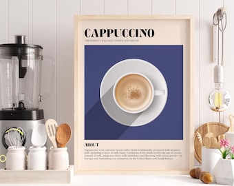 Cappuccino Coffee Print: Modern Italian Kitchen Art (Digital Download)