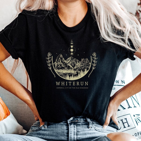 Whiterun Skyrim Tshirt Elder Scrolls V Gaming Tshirt Dragonborn Dawnguard Hearthfire ras du cou amateur de jeux vidéo cadeau Gamer pour femme