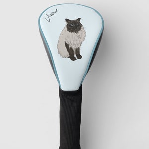 Father&#39;s Day gift Custom Golf head cover with Cat Portrait with color. Perfect Gift for golf lover.  Cat Golf Lover. Golf Gifts for men.