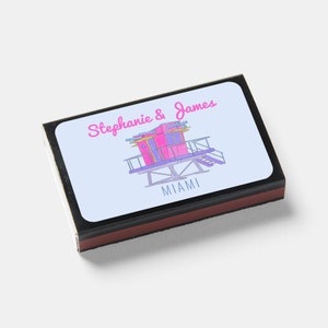 Miami Wedding Matches. Miami Bachelorette Matchbox. Bulk wedding gift, pack of 50. Florida Wedding.