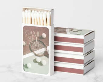 Tennis Matchbook Wedding Favors: Personalized Bulk Guest Gift (Set of 50)