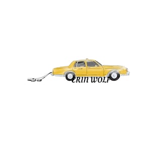 dibujo digital, taxi de Nueva York, recién casados, dibujo digital, lindo dibujo para boda, boda en la ciudad de Nueva York