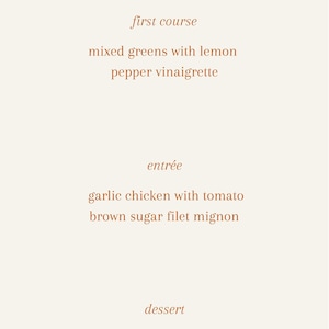 Rusty Orange Menu. Instant Wedding Menu. Canva Warm Menu. Wedding Day