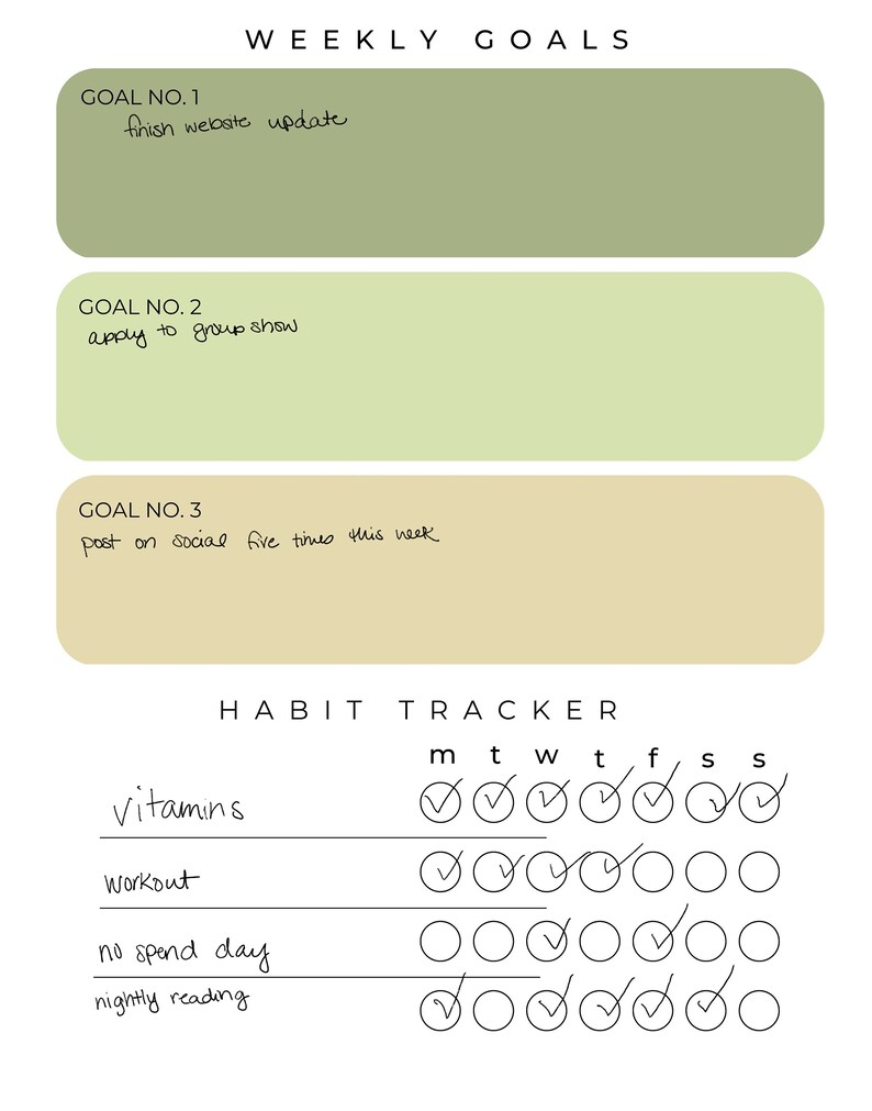 Printable Weekly Planner With Habit Tracker (digital Download) - Etsy