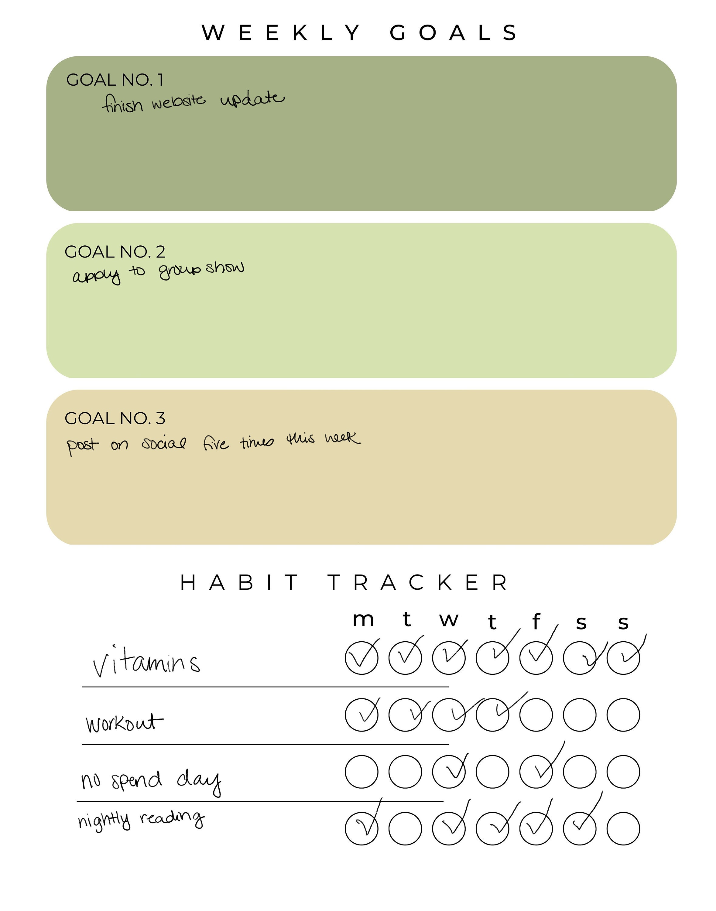 Printable Weekly Planner With Habit Tracker (digital Download) - Etsy