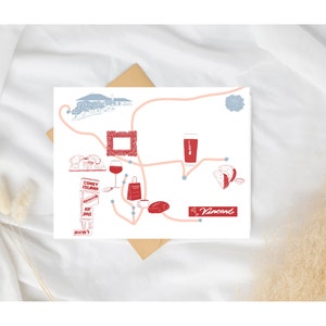 Aangepaste kaart die je zou kunnen gebruiken voor een bruiloft, digitale kaart voor je welkomstpakket, digitale kaart voor de stad, aangepaste kaarten, moderne bruiloftstekening