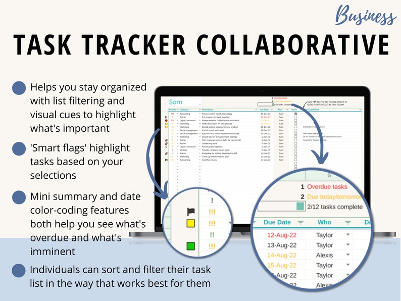 Team Task Tracker | 10 Person Collaborative Team | Google Sheets ...