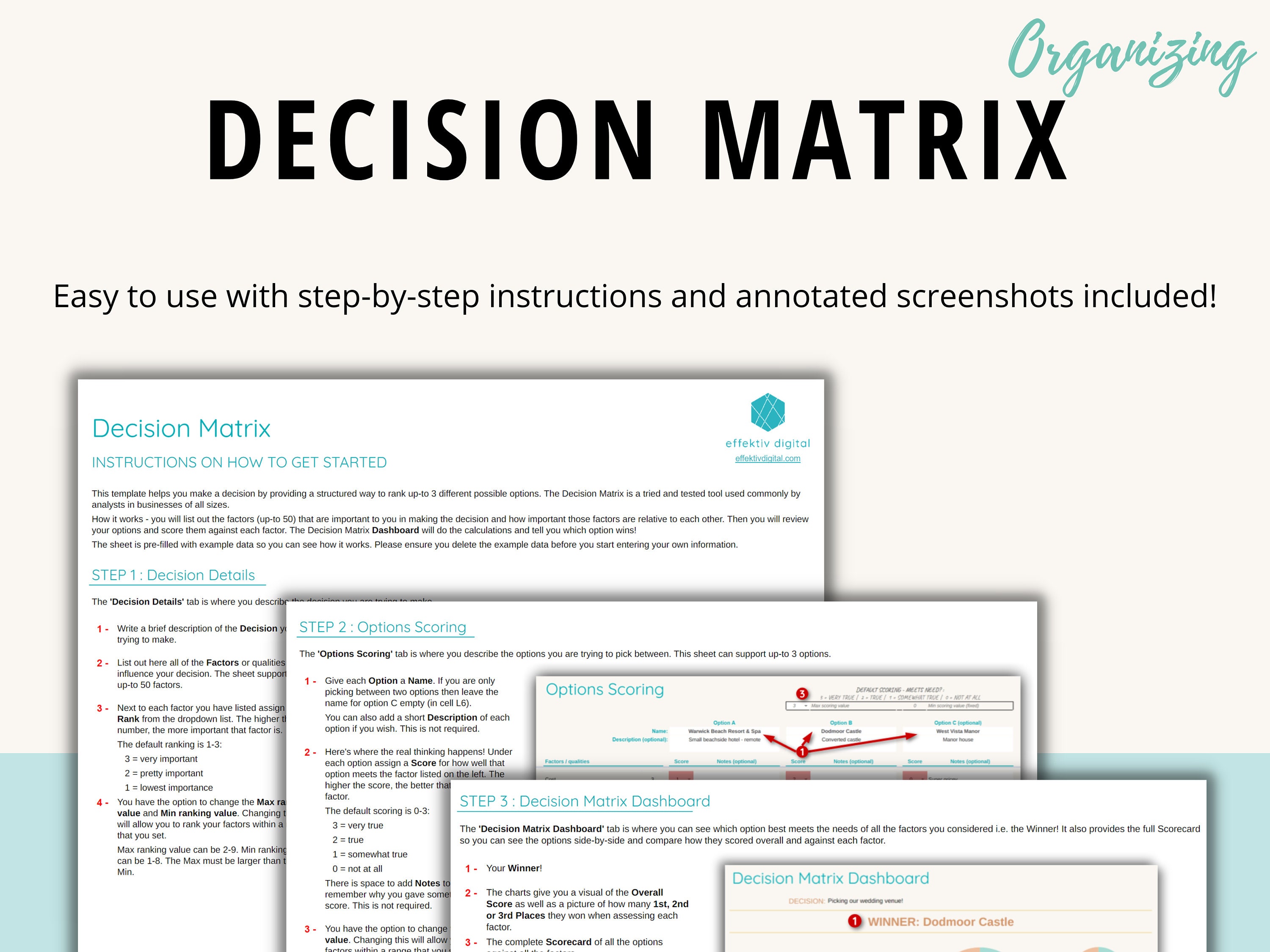 Decision Matrix 3 Option Template | Decision Making Tool | Google ...
