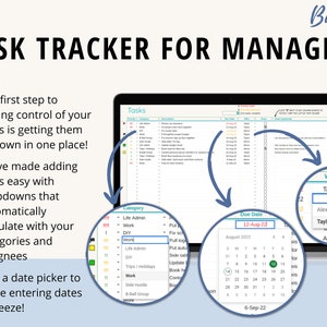 Task Tracker for Managers | Google Sheets Template | Project Management ...