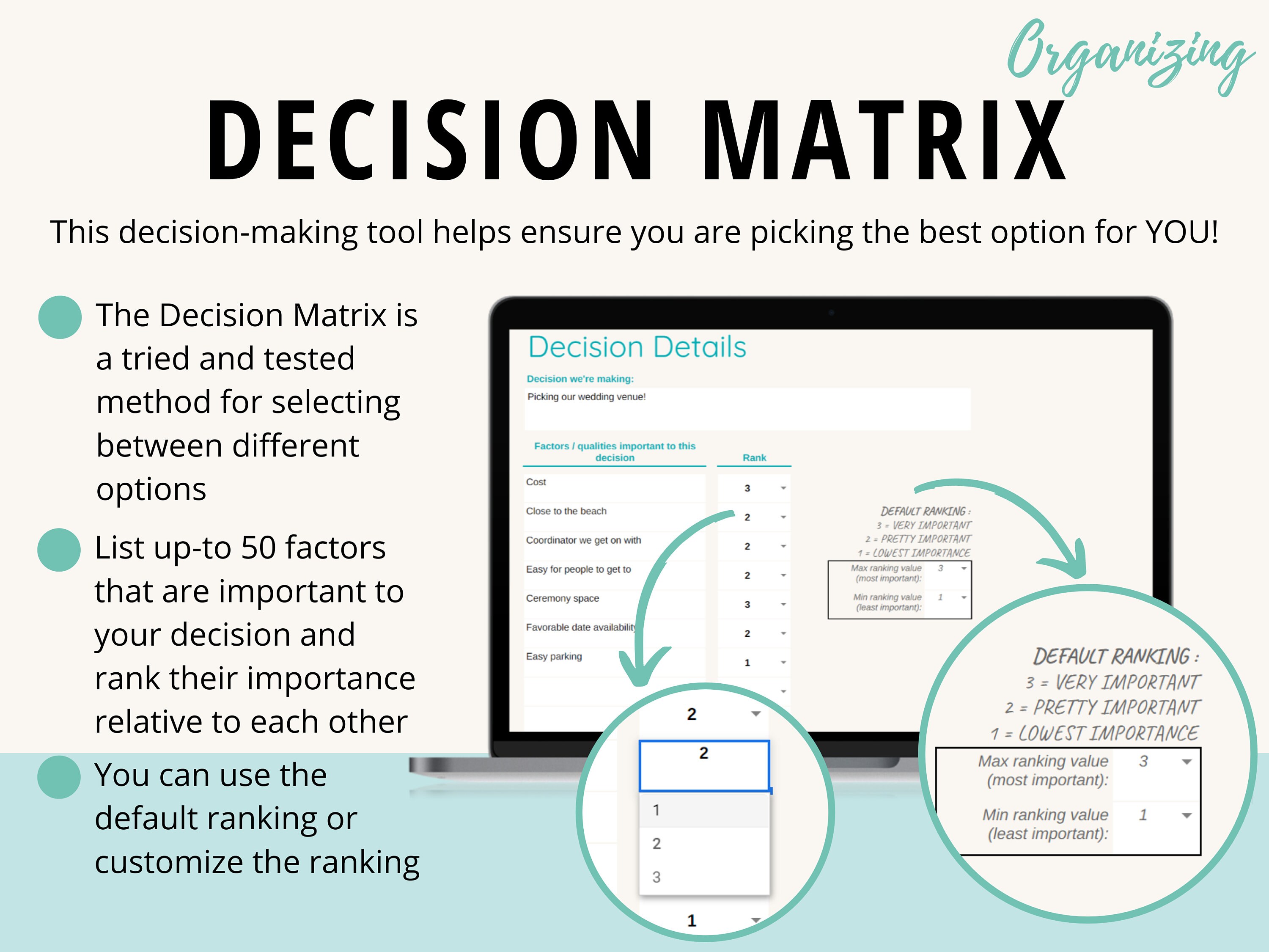 Decision Matrix 3 Option Template | Decision Making Tool | Google ...