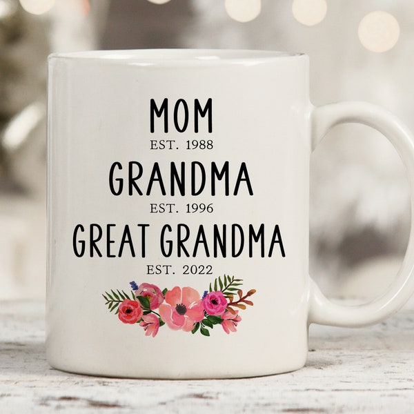 Great Grandma Mug, Great Grandma Gift, Great Grandma Cup, Great Grandma Est, Great Grandma Coffee Mug, Great Grandma Pregnancy Announcement