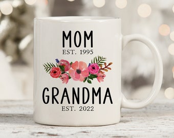 Mom Est Grandma Est Mug, New Grandma Mug, First Time Grandmother Mug, FIrst Time Grandma Gift, New Grandmother, First Mothers Day Grandma