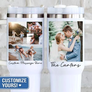 Custom 40oz Tumbler with Photo Collage Travel Mug with Family Pictures and Custom Text Tumbler for Mom Personalized Family Memories Tumbler
