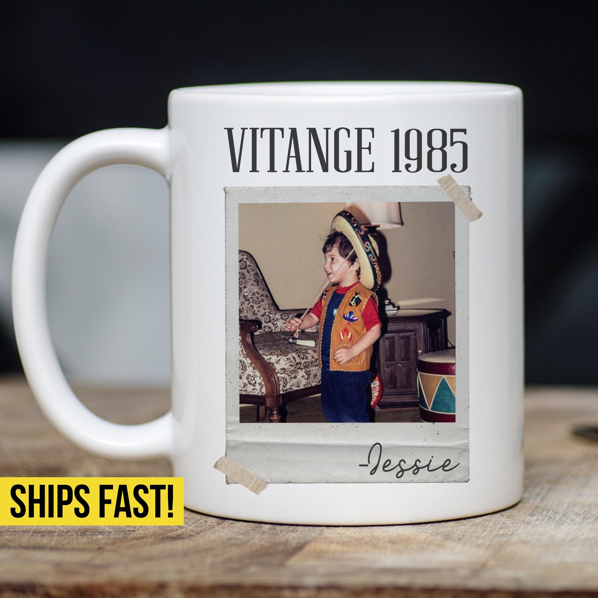 40th Birthday Gifts for Her 40th Bday Mug Custom Vintage Photo and Year Cup Forty Year Old Best Friend Est 1985 50th 60th Birthday Party Mug