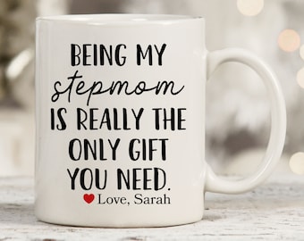 Personalized Bonus Mom Gifts, Custom Stepmom Mug, Gift For Stepmom From Daughter, Funny Valentines Day Gift For Stepmom, Birthday Mom Mug