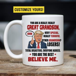 Funny Christmas Gifts for Grandson, Trump Gift for Grandson, Republican Gift Ideas for Birthday, Grandson Xmas Holiday, Custom Trump Name