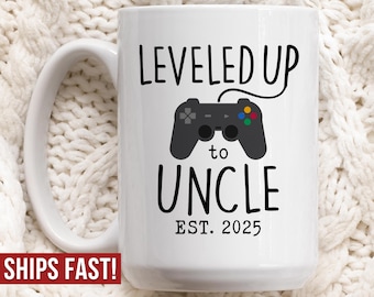 Leveled Up To Uncle Mug, New Uncle Gifts for Brother, Future Uncle Gifts, Custom Uncle to be Gift, Pregnancy Announcement, Baby Reveal Gift