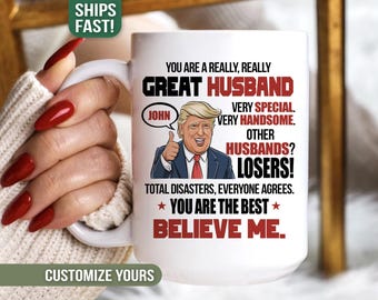 Funny Valentines Day Gift for Husband Personalized Cute Couple Gifts for Anniversary Present for Husband Wife Vday Trump Mug for Gag Gift