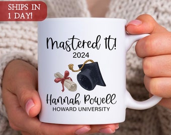 Masters Degree Gift, Graduation Gift For Her Him, Mastered It 2023 Mug, Graduation 2024 Master's Degree Cup, Cute Personalized Graduate Mug