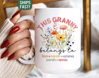Granny Gifts from Kids Custom Granny Mug from Grandchildren Grandkid Name Mug Personalized Granny Cup Granny Birthday Gift for Granny Reveal
