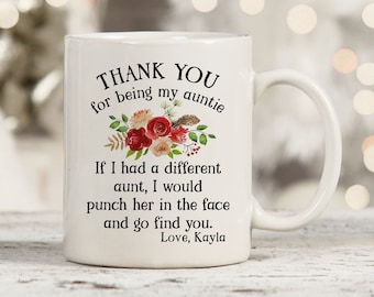 Gracias por ser mi taza de tía, te amo tía regalos, divertido regalo de tía de sobrina, regalos de tía mordaza, taza personalizada de tía, taza de sobrino