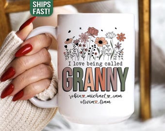 Granny Gifts from Kids Custom Granny Mug from Grandchildren Grandkid Name Mug Personalized Granny Cup Granny Birthday Gift for Granny Reveal
