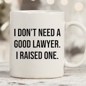 I Don&#39;t Need A Good Lawyer I Raised One Mug, Lawyer Mug, Funny Lawyer Gift, Lawyers Mom, Law School Graduation, Proud Lawyer Mom