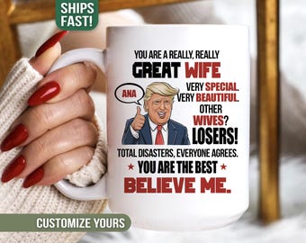 Funny Valentines Day Gift for Wife Personalized Cute Couple Gifts for Anniversary Present for Husband Wife Vday Trump Mug for Gag Gift