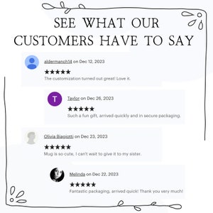 K&ouml;nnte beinhalten: Ein Screenshot einer Website, auf der Kundenbewertungen f&uuml;r ein Produkt angezeigt werden. Die Bewertungen sind alle positiv und erw&auml;hnen Dinge wie "die Anpassung ist super geworden!" und "ein so tolles Geschenk".