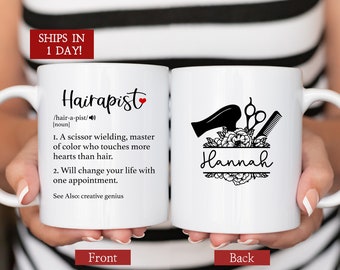 Personalized Hairstylist Gift for Hairdresser, Hairapist Definition Mug, Cosmetology Graduation Gifts, Future Hairapist Hair Dresser Mugs