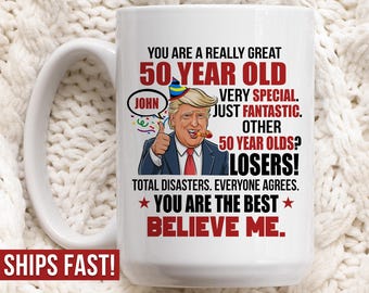 Custom 50th Birthday Gift for Her Friends 50th Gifts Bestfriend Funny Trump Mug for Men Gift for Him 1975 Bday 50th Gift Ideas for Men Him