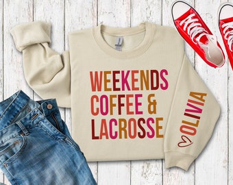 Custom Lacrosse Mom Shirt, Lacrosse Gifts for Parents, Game Day Lacrosse Player Son Shirts, Personalized Lacrosse Sweatshirt Custom Name
