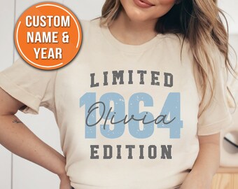 Sudadera personalizada de 60 cumpleaños, regalo de cumpleaños número 60 personalizado, edición limitada vintage personalizada de 1964, camiseta de mamá esposa de 60 días