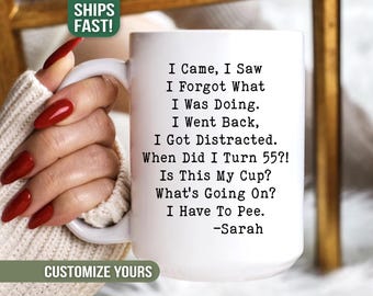 55th Birthday Gift for Women Turning 55 Year Old Birthday Gift for 55th Bday Funny 55th Birthday Gift Idea Born in 1970 Mug Custom Name Cup