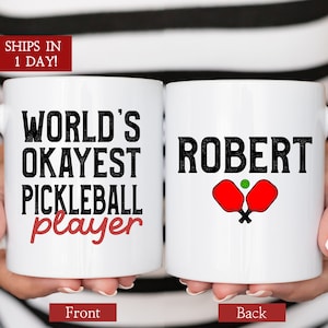 Personalized Pickleball Gifts for Grandpa, World&#39;s Okayest Pickleball Player Mug, Funny Pickleball Player Gift, Funny Pickle Ball Mug