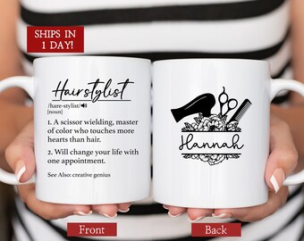 Personalized Hairstylist Gift for Hairdresser, Hairstylist Definition Mug, Cosmetology Graduation Gifts, Future Hairapist Hair Dresser Mugs