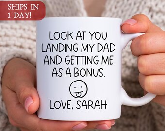 Step Dad Gift For Step Dad Mug, Bonus Dad Fathers Day Gift from Daughter Son Kids, Funny Stepdad Birthday Christmas Coffee Cup, Gag Gifts