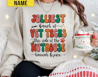 Custom Vet Tech Christmas Sweatshirt, Vet Tech Sweater Personalized Vet Gifts, Funny Veterinarian Shirts, Animal Doctor New Vet Assistant