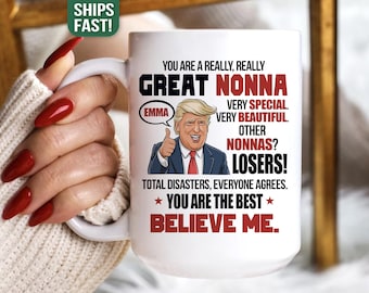 Nonna Gifts from Kids Custom Nonna Mug from Grandchildren Donald Trump Name Mug Personalized Nonna Cup Nonna Birthday Gift for Nonna Reveal