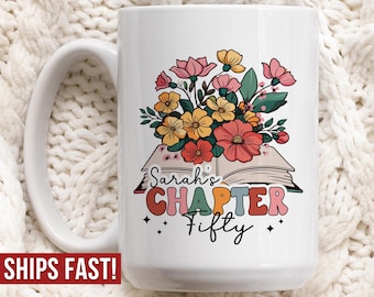 Custom 50th Birthday Gift for Her Friends 50th Bestfriend Turning 50 Chapter 50 Mug Daughter Mug Book Gift for 1975 Bday 50th Gift Ideas
