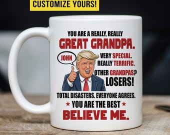 Funny Trump Grandpa Mug, Trump Gifts for Grandpa, Personalized Grandfather Gifts, Funny Custom Mug for Him, Republican Gift Ideas for Trump