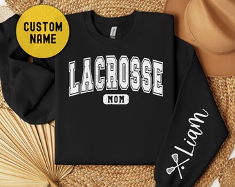 Custom Lacrosse Mom Shirt, Lacrosse Gifts for Parents, Game Day Lacrosse Player Son Shirts, Personalized Lacrosse Sweatshirt Custom Name