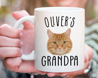 Cat grandpa gift, cat grandpa mug, best cat grandpa, personalized cat head gift for grandpa, gift for cat grandpa, custom cat head mug