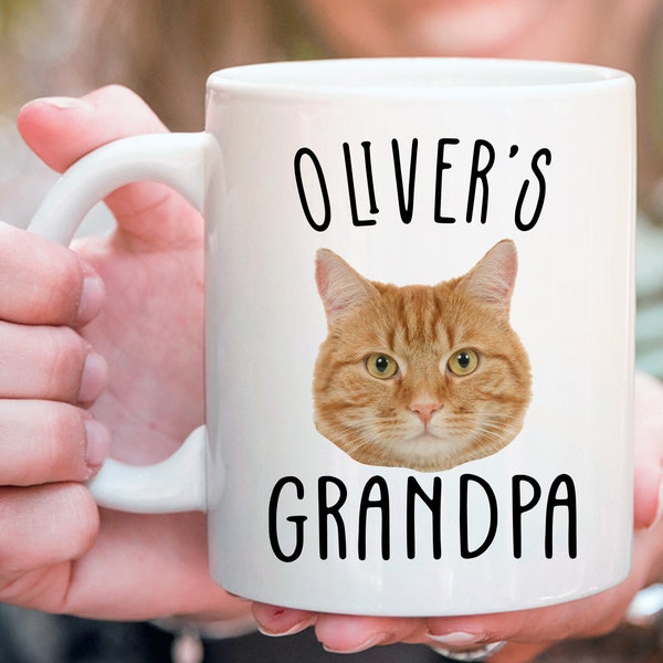 Cat grandpa gift, cat grandpa mug, best cat grandpa, personalized cat head gift for grandpa, gift for cat grandpa, custom cat head mug