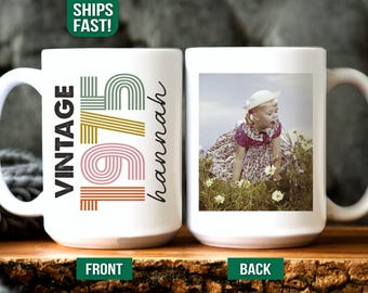 50th Birthday Gifts for Women Vintage Photo Mug Custom Birthday Gifts Thoughtful 1974 Bday Gift Idea for Mom Turning 50 Year Old Grandma Mug