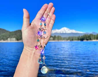Amethyst Crystal Suncatcher – Rainbow Window Hanging, Boho Home Decor, Christmas Ornament
