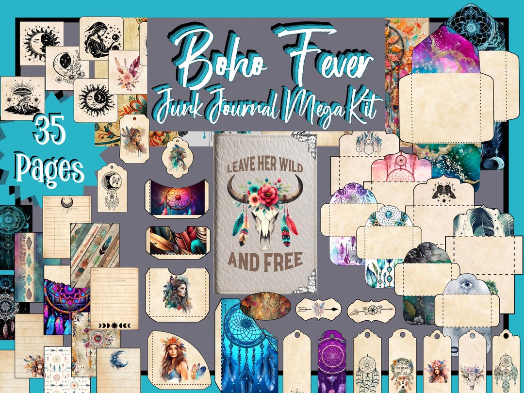 Boho Junk Journal Kit | Gypsy Ephemera, Printable Paper (digital ...