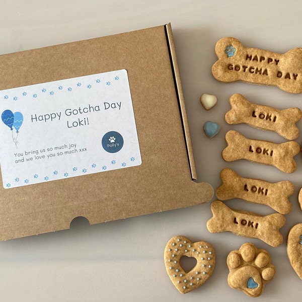 Personalised Gotcha Day Dog Biscuit Gift Box (A5 Letter Box)