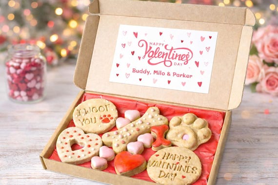Personalised Valentine’s Day Dog Treat Box (A6)