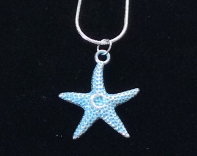 Starfish Pendant Necklace - Starfish Pendant Necklace on Stainless Steel Snake Chain or Leather Cord